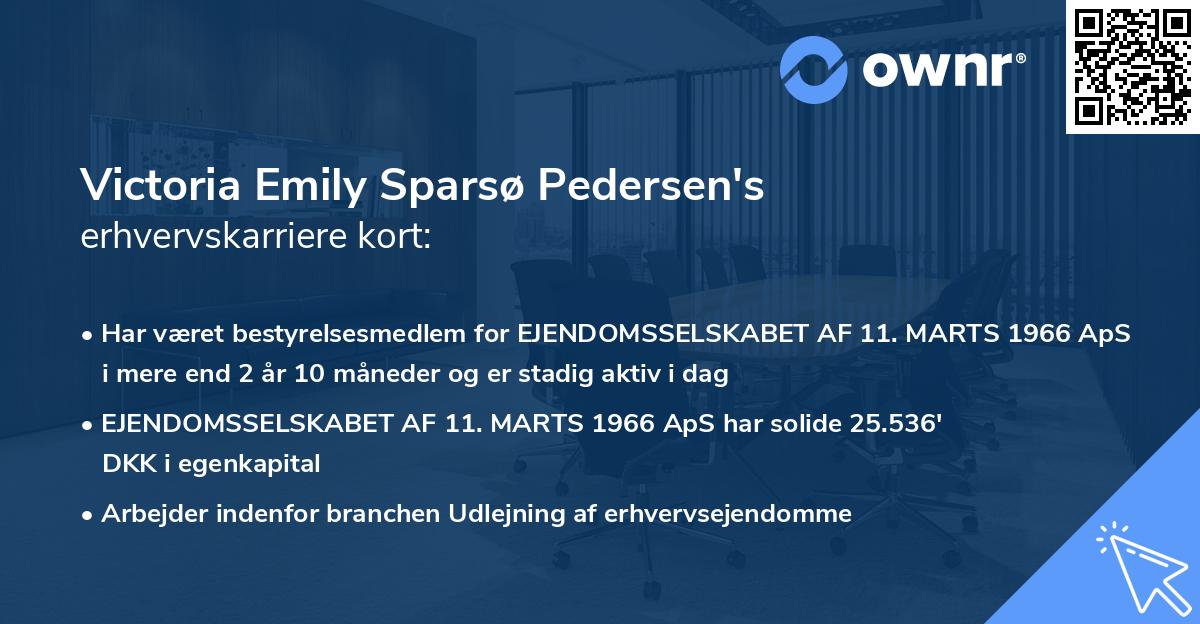 Victoria Emily Sparsø Pedersen's erhvervskarriere kort