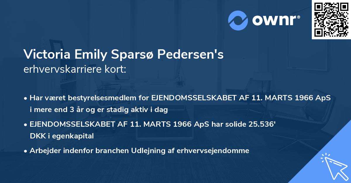 Victoria Emily Sparsø Pedersen's erhvervskarriere kort