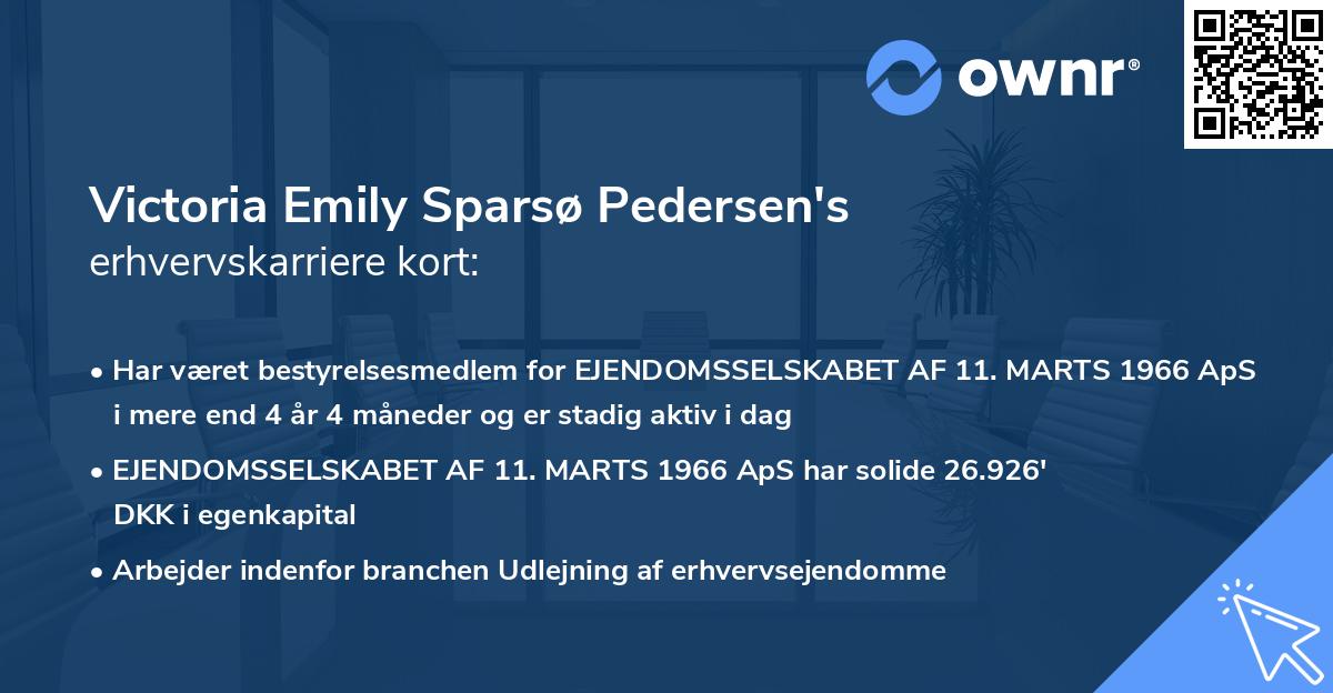 Victoria Emily Sparsø Pedersen's erhvervskarriere kort