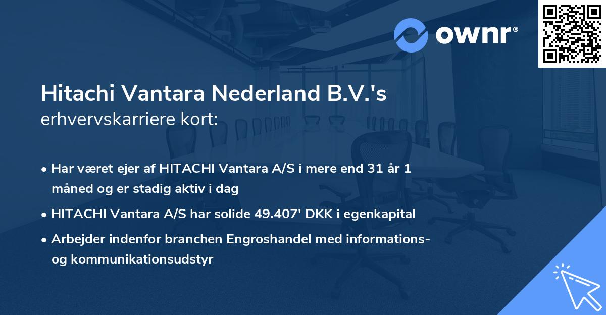 Hitachi Vantara Nederland B.V.'s erhvervskarriere kort