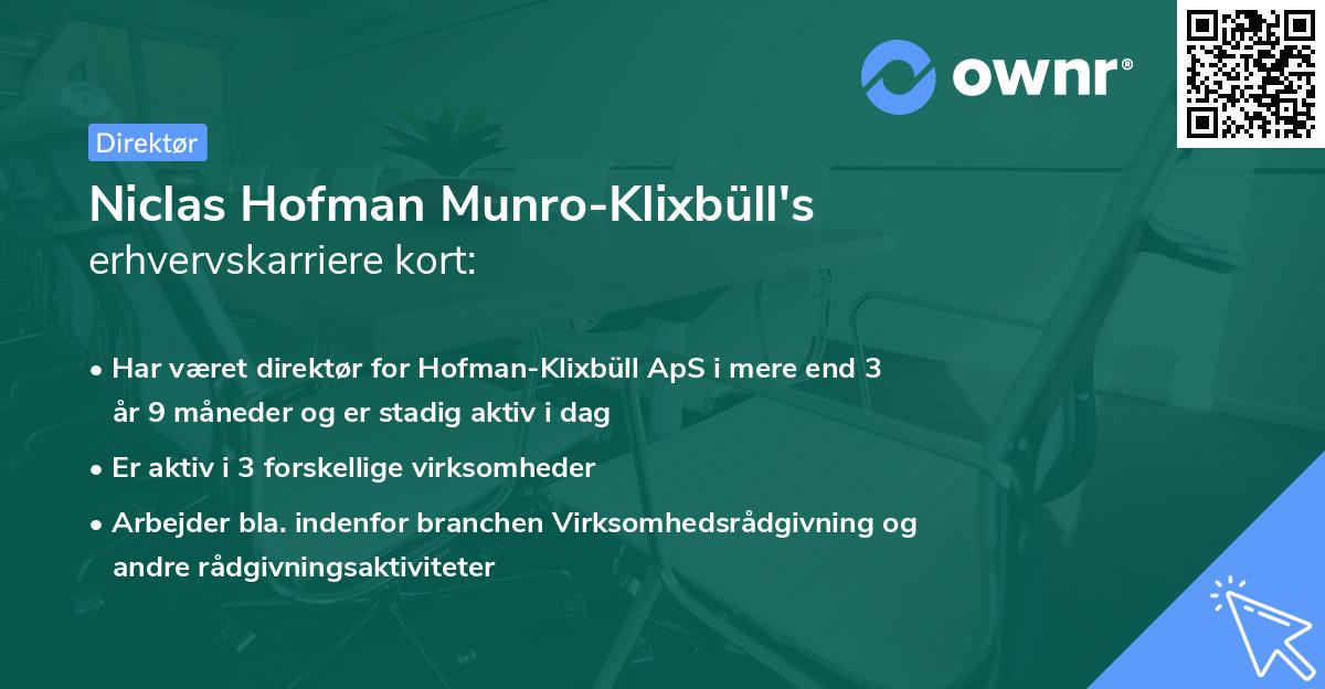 Niclas Hofman Munro-Klixbüll's erhvervskarriere kort