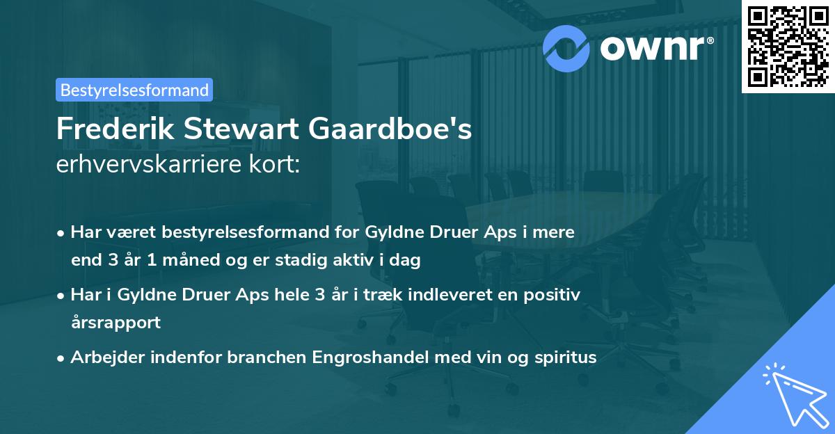 Frederik Stewart Gaardboe's erhvervskarriere kort