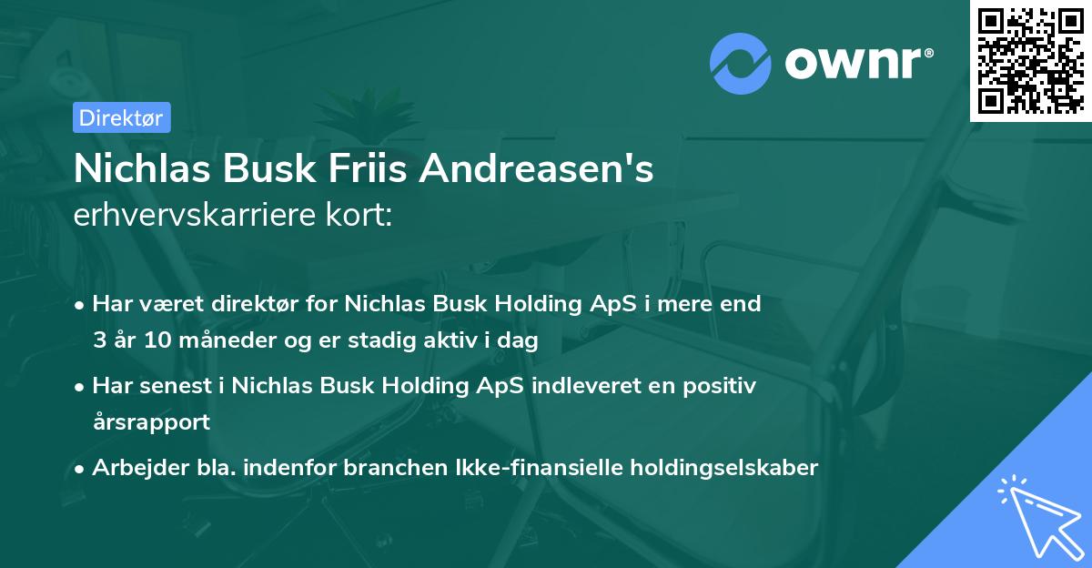 Nichlas Busk Friis Andreasen's erhvervskarriere kort