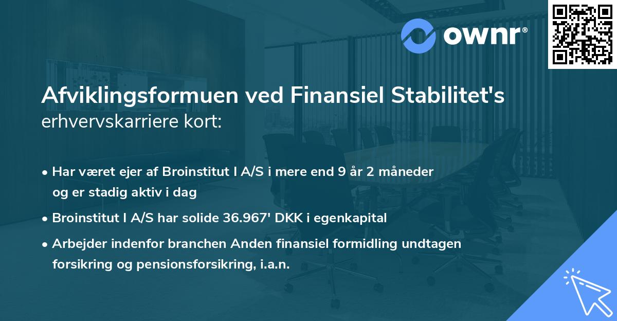 Afviklingsformuen ved Finansiel Stabilitet's erhvervskarriere kort