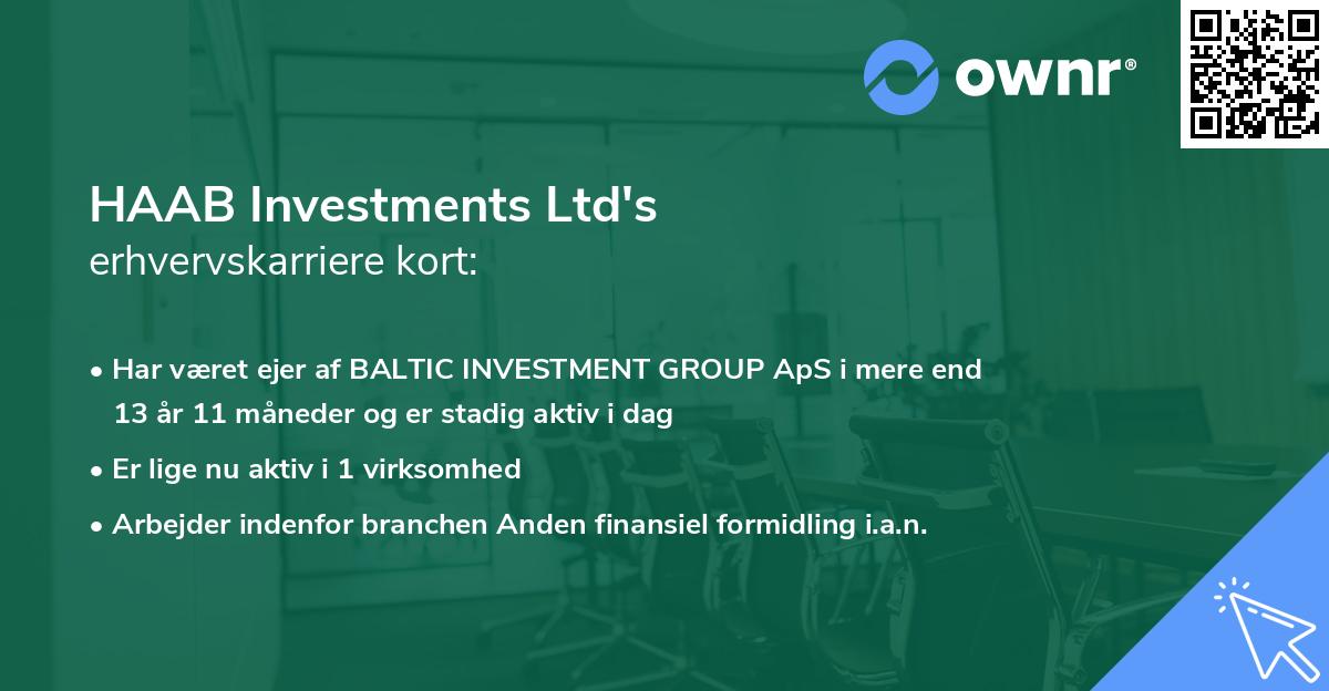 HAAB Investments Ltd's erhvervskarriere kort