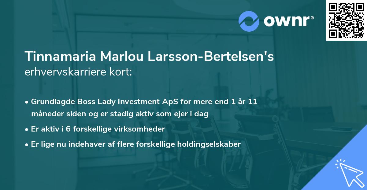 Tinnamaria Marlou Larsson-Bertelsen's erhvervskarriere kort