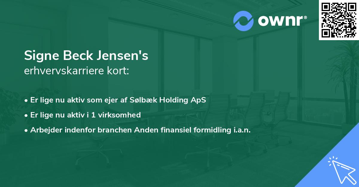 Signe Beck Jensen's erhvervskarriere kort