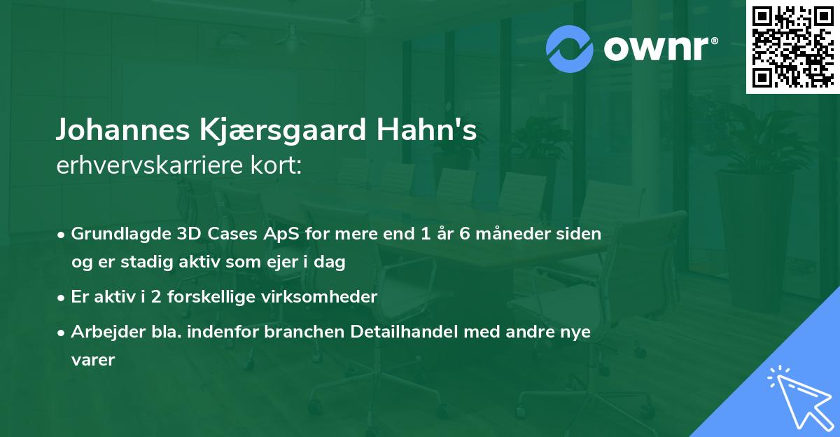 Johannes Kjærsgaard Hahn's erhvervskarriere kort