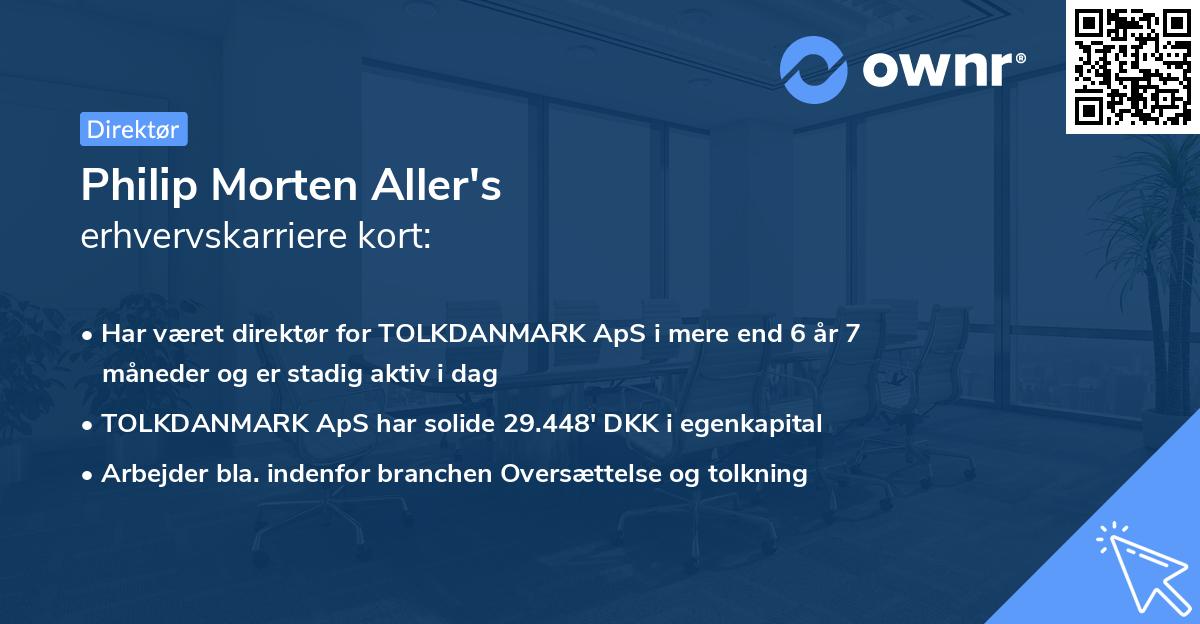 Philip Morten Aller's erhvervskarriere kort