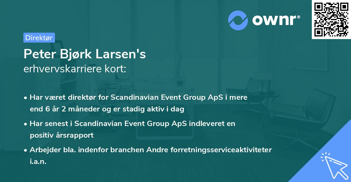 Peter Bjørk Larsen's erhvervskarriere kort