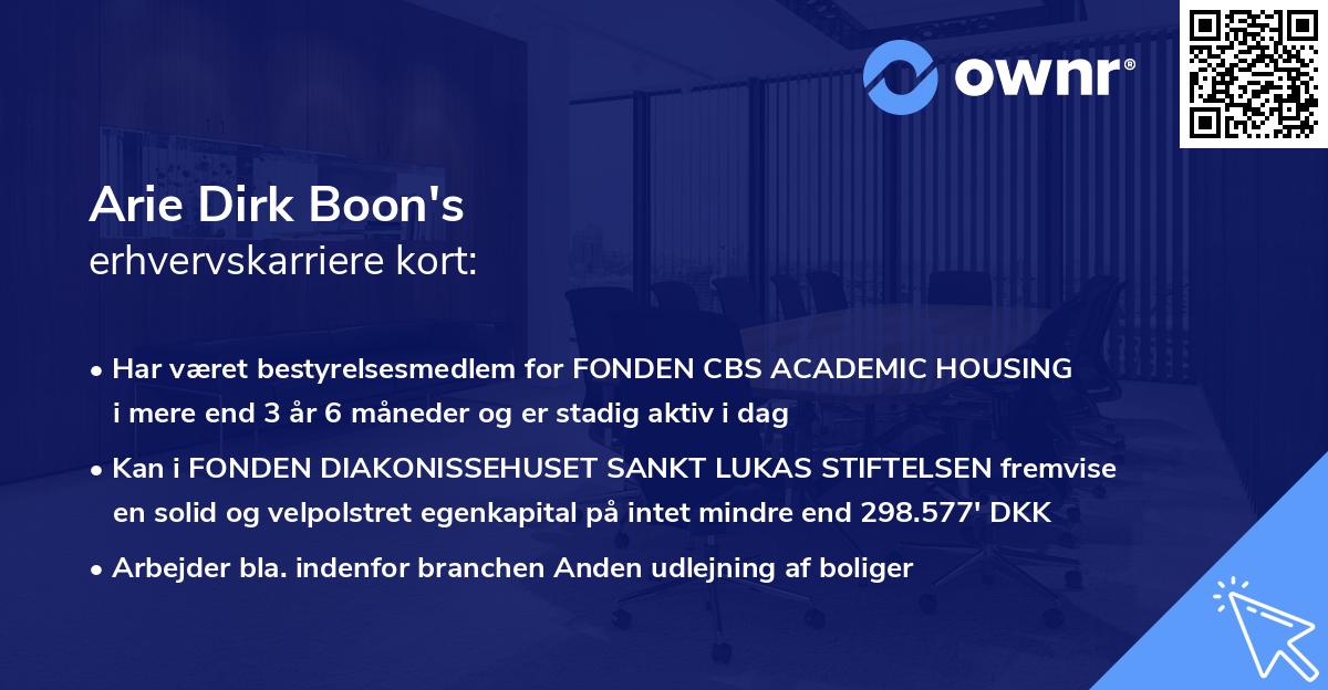 Arie Dirk Boon's erhvervskarriere kort