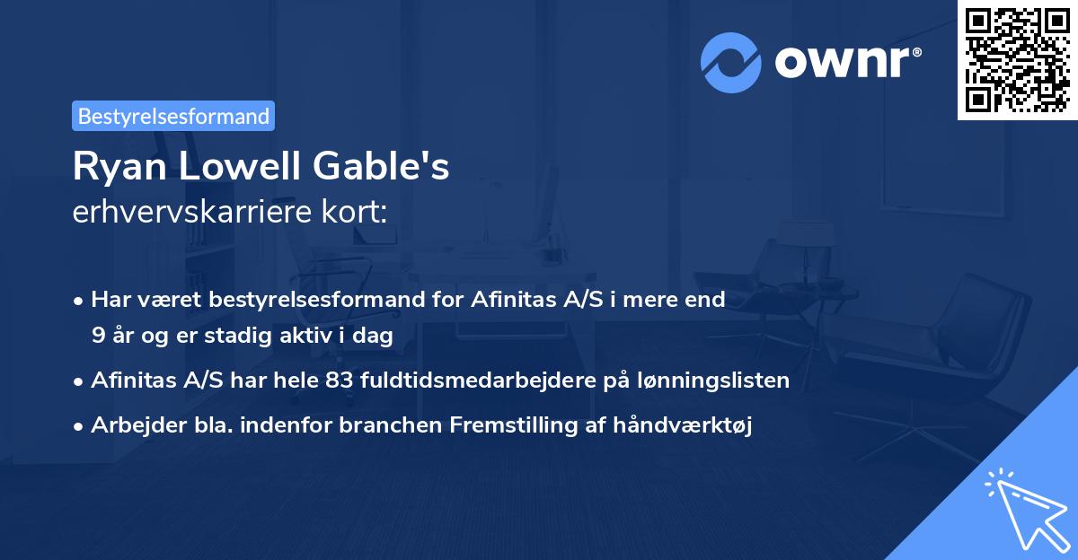 Ryan Lowell Gable's erhvervskarriere kort