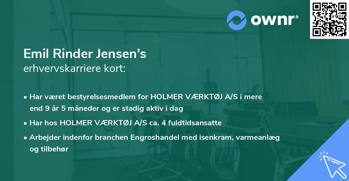 Emil Rinder Jensen's erhvervskarriere kort