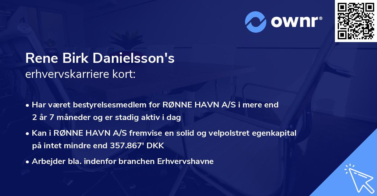 Rene Birk Danielsson's erhvervskarriere kort