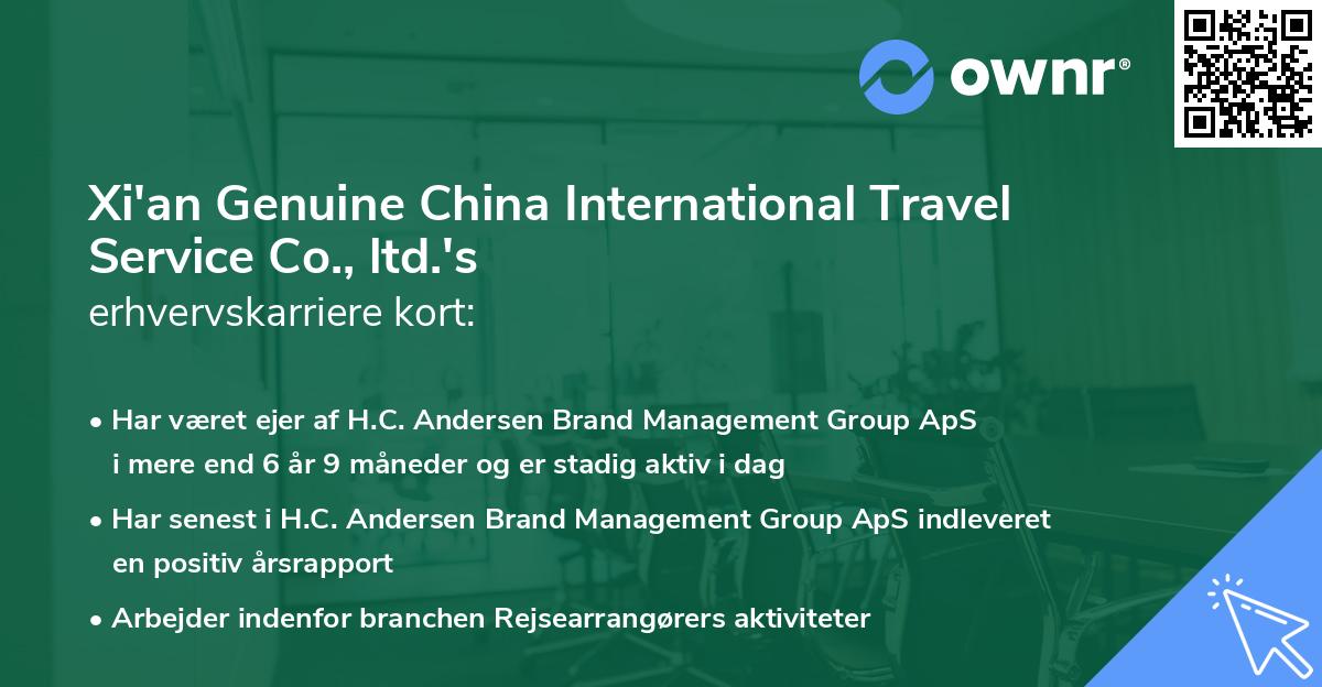 Xi'an Genuine China International Travel Service Co., ltd.'s erhvervskarriere kort