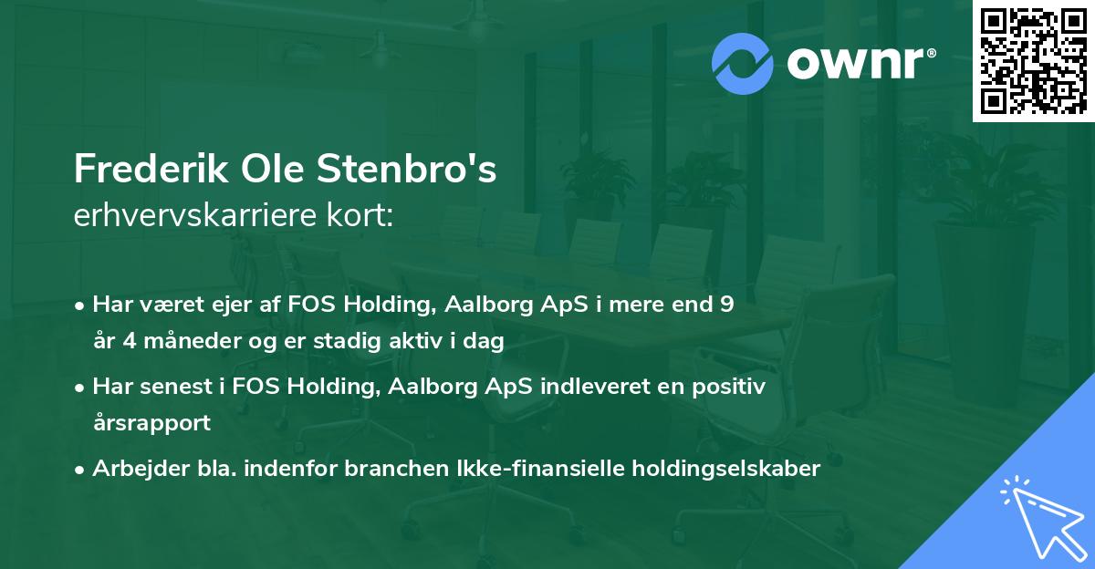 Frederik Ole Stenbro's erhvervskarriere kort