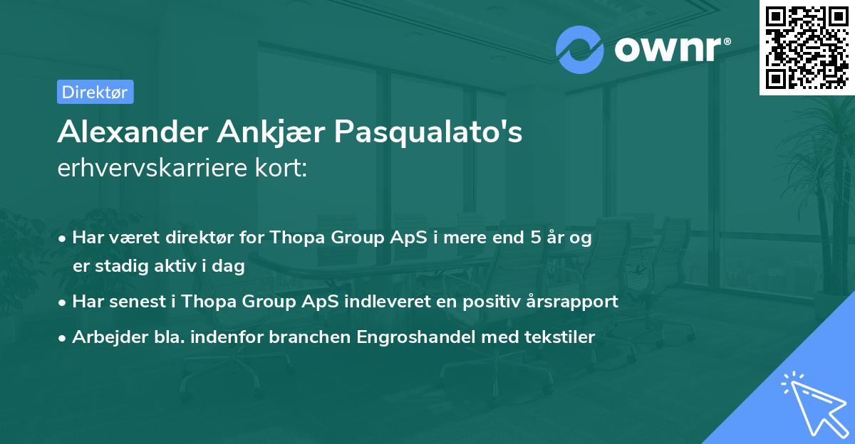 Alexander Ankjær Pasqualato's erhvervskarriere kort