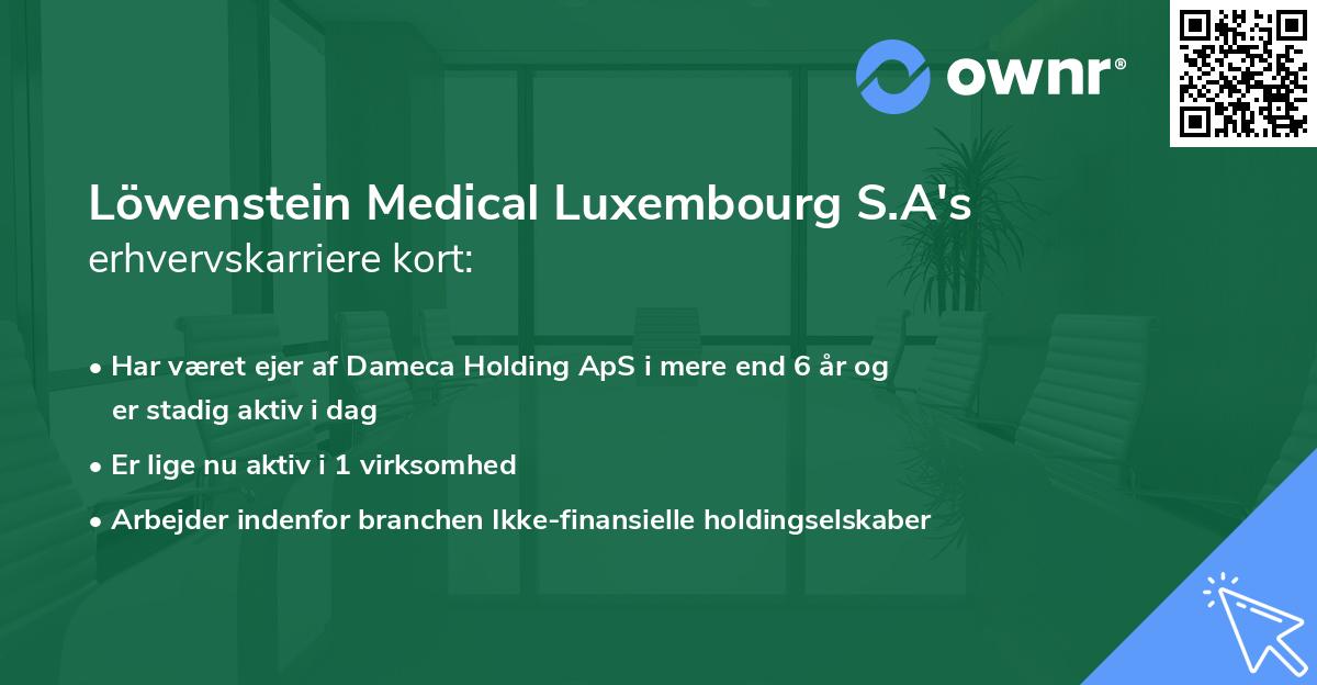 Löwenstein Medical Luxembourg S.A's erhvervskarriere kort