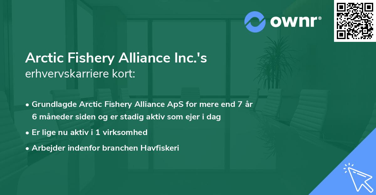 Arctic Fishery Alliance Inc.'s erhvervskarriere kort