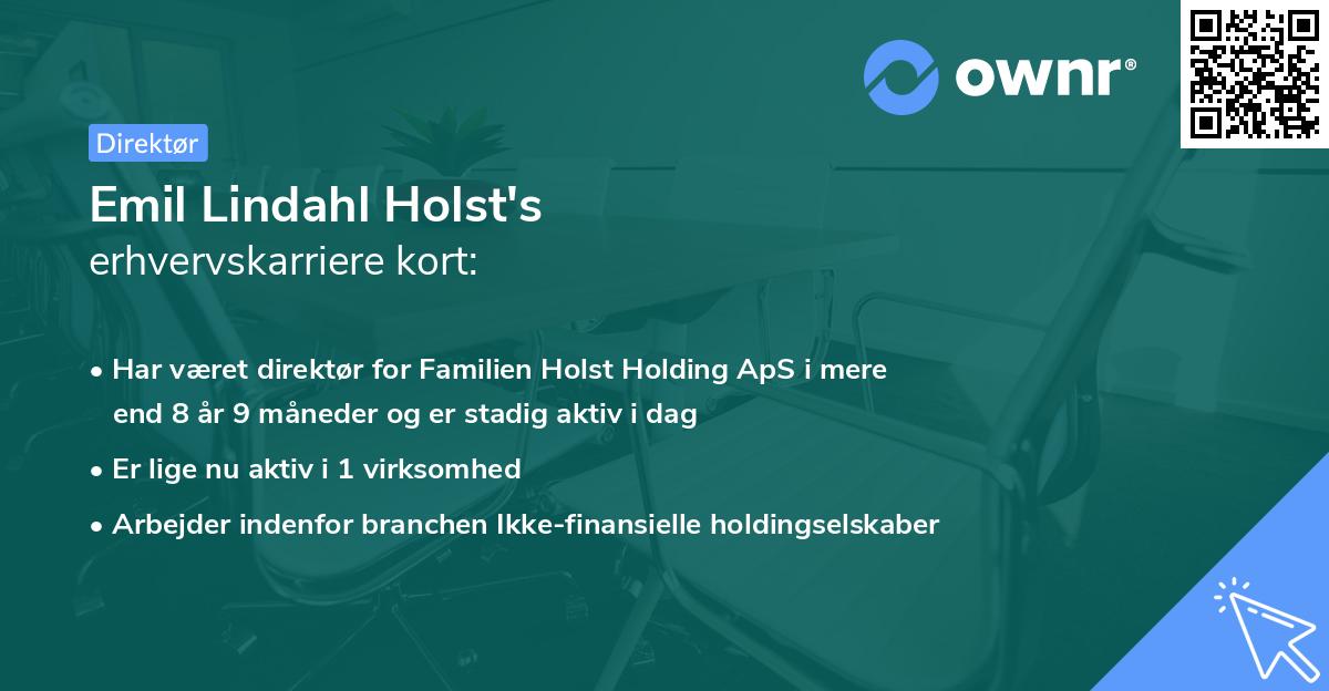 Emil Lindahl Holst's erhvervskarriere kort