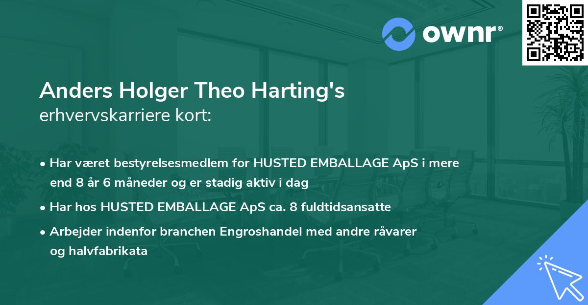 Anders Holger Theo Harting's erhvervskarriere kort