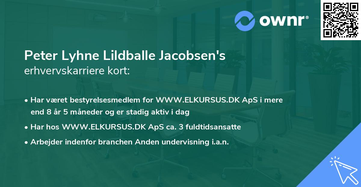 Peter Lyhne Lildballe Jacobsen's erhvervskarriere kort