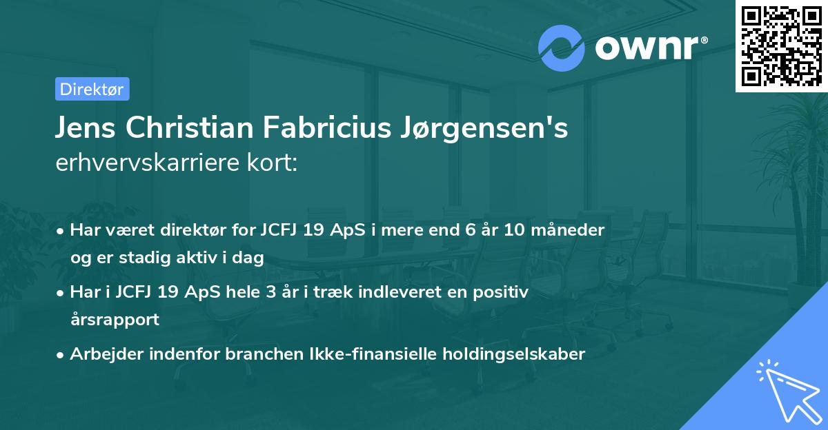 Jens Christian Fabricius Jørgensen's erhvervskarriere kort