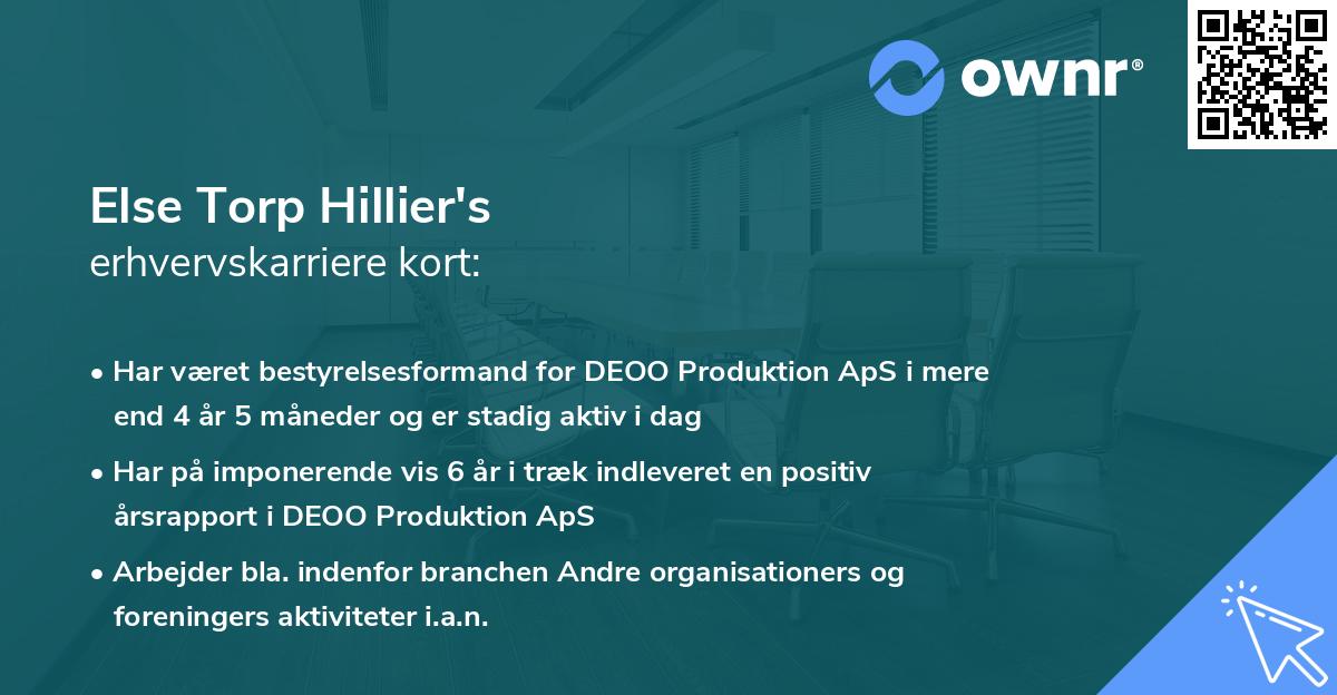 Else Torp Hillier's erhvervskarriere kort