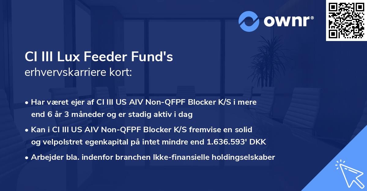 CI III Lux Feeder Fund's erhvervskarriere kort