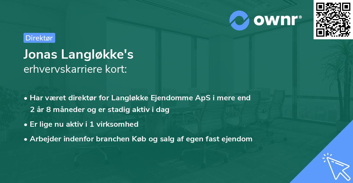 Jonas Langløkke's erhvervskarriere kort