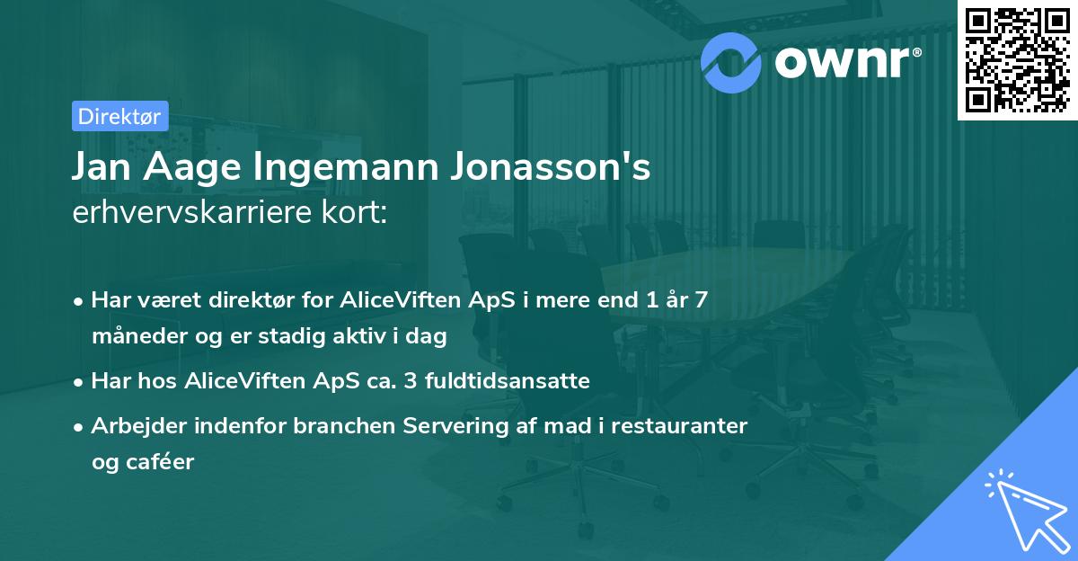 Jan Aage Ingemann Jonasson's erhvervskarriere kort