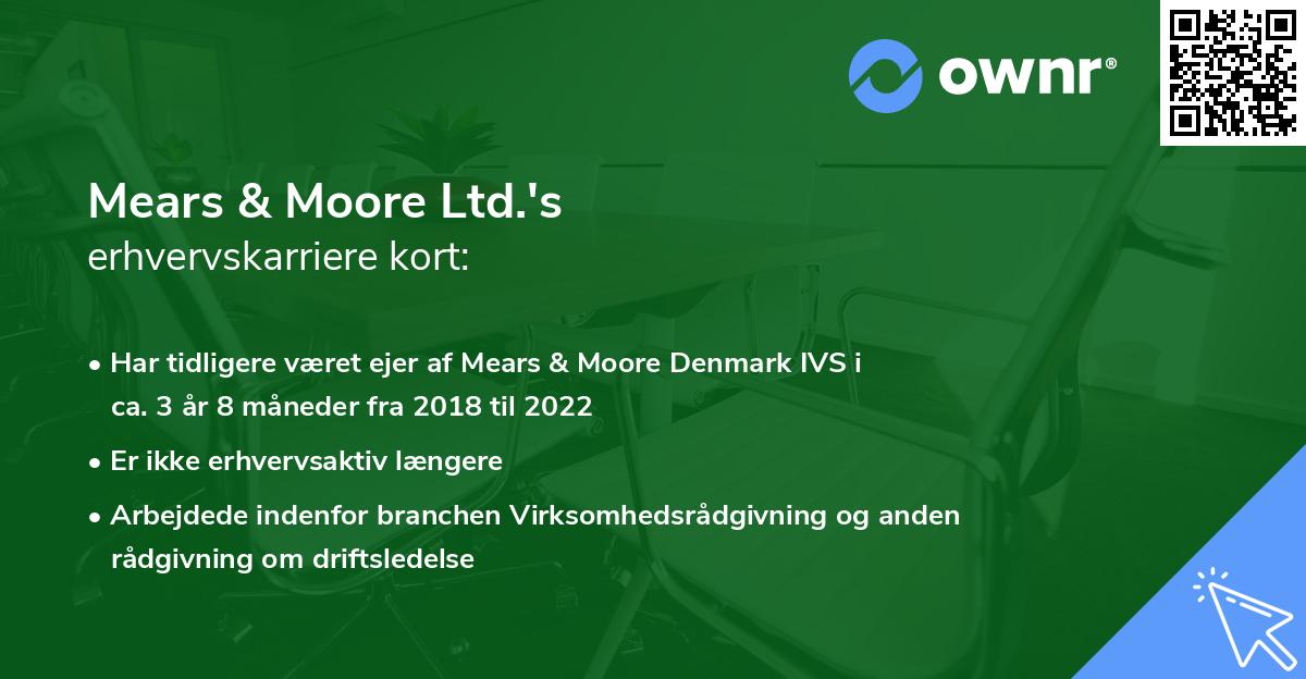Mears & Moore Ltd.'s erhvervskarriere kort