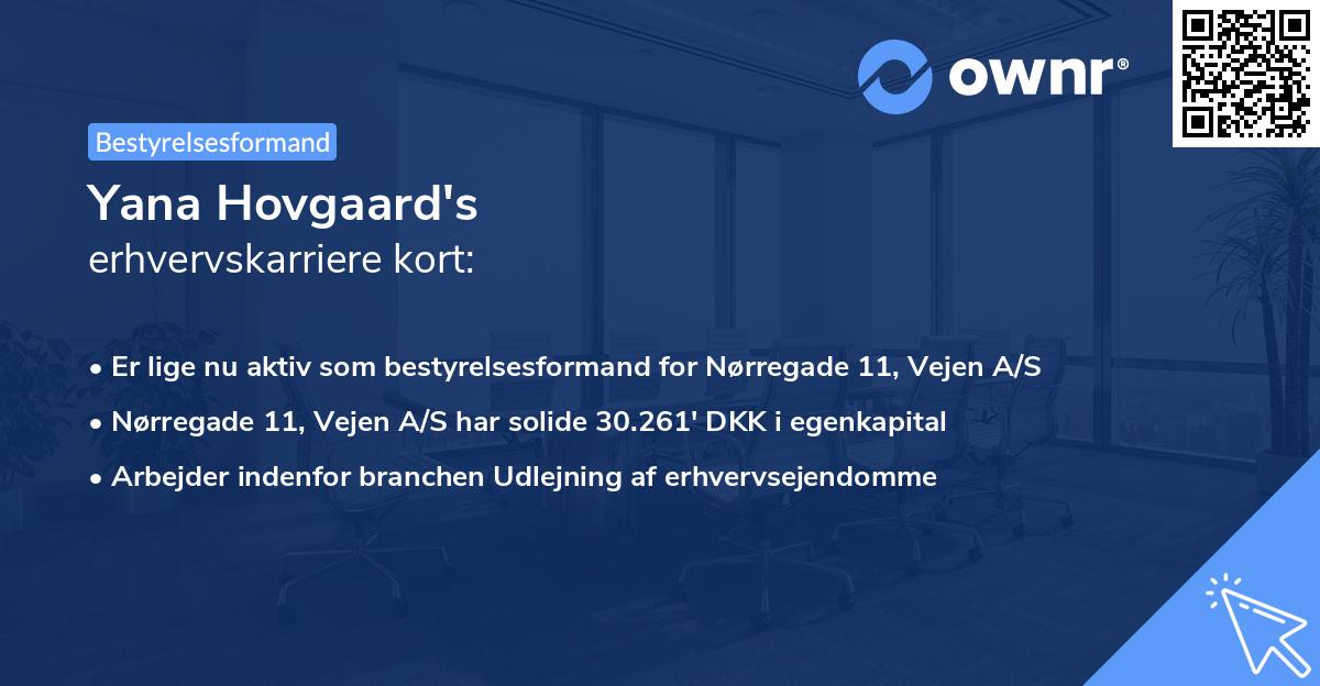 Yana Hovgaard's erhvervskarriere kort
