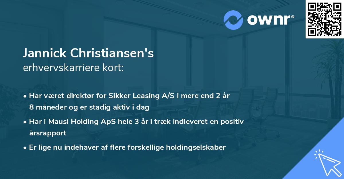 Jannick Christiansen's erhvervskarriere kort