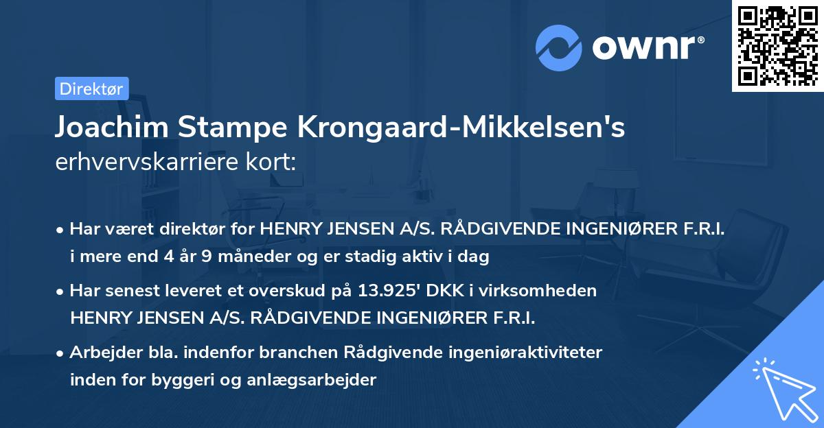Joachim Stampe Krongaard-Mikkelsen's erhvervskarriere kort