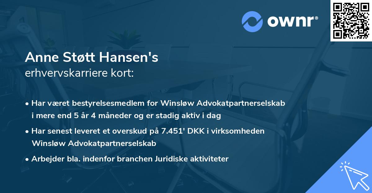Anne Støtt Hansen's erhvervskarriere kort