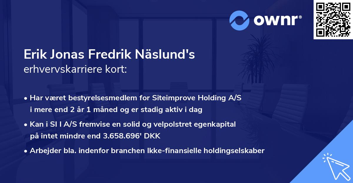 Erik Jonas Fredrik Näslund's erhvervskarriere kort