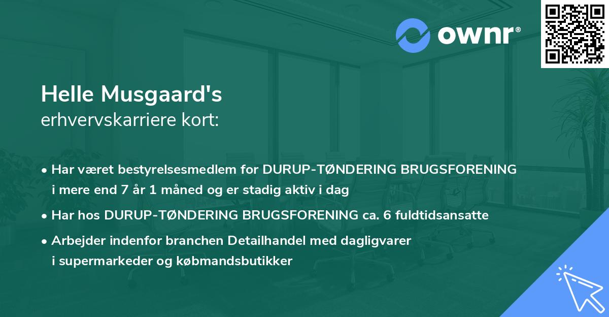 Helle Musgaard's erhvervskarriere kort