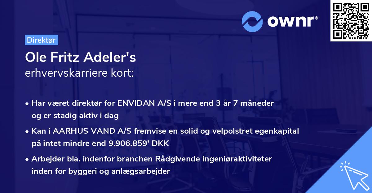Ole Fritz Adeler's erhvervskarriere kort