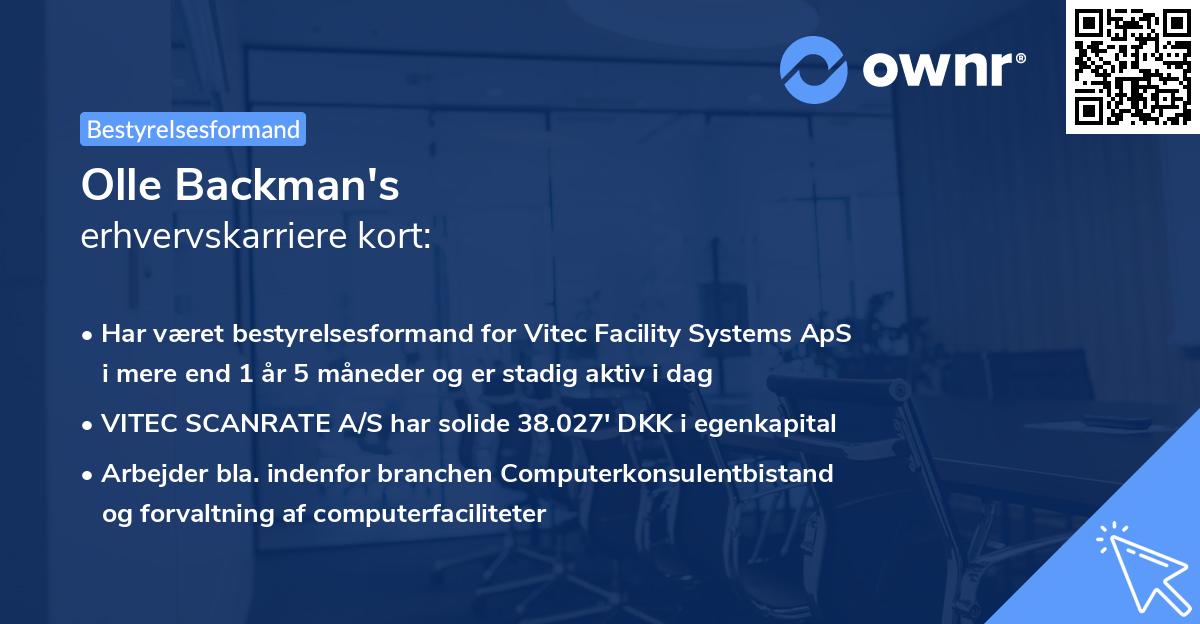 Olle Backman's erhvervskarriere kort