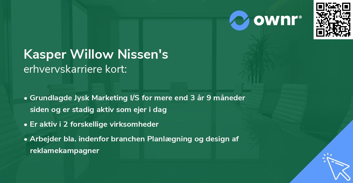 Kasper Willow Nissen's erhvervskarriere kort