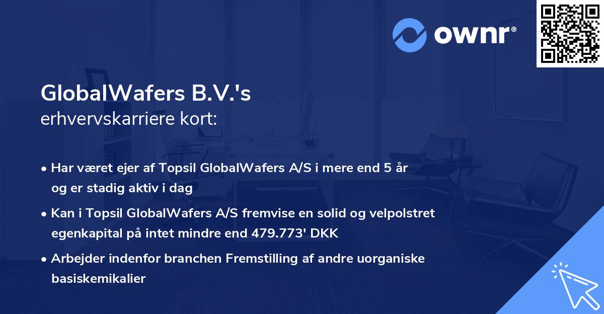 GlobalWafers B.V.'s erhvervskarriere kort