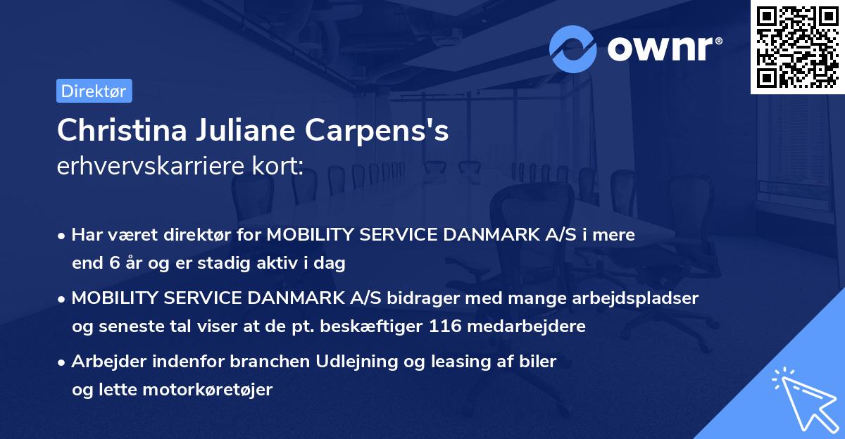 Christina Juliane Carpens's erhvervskarriere kort