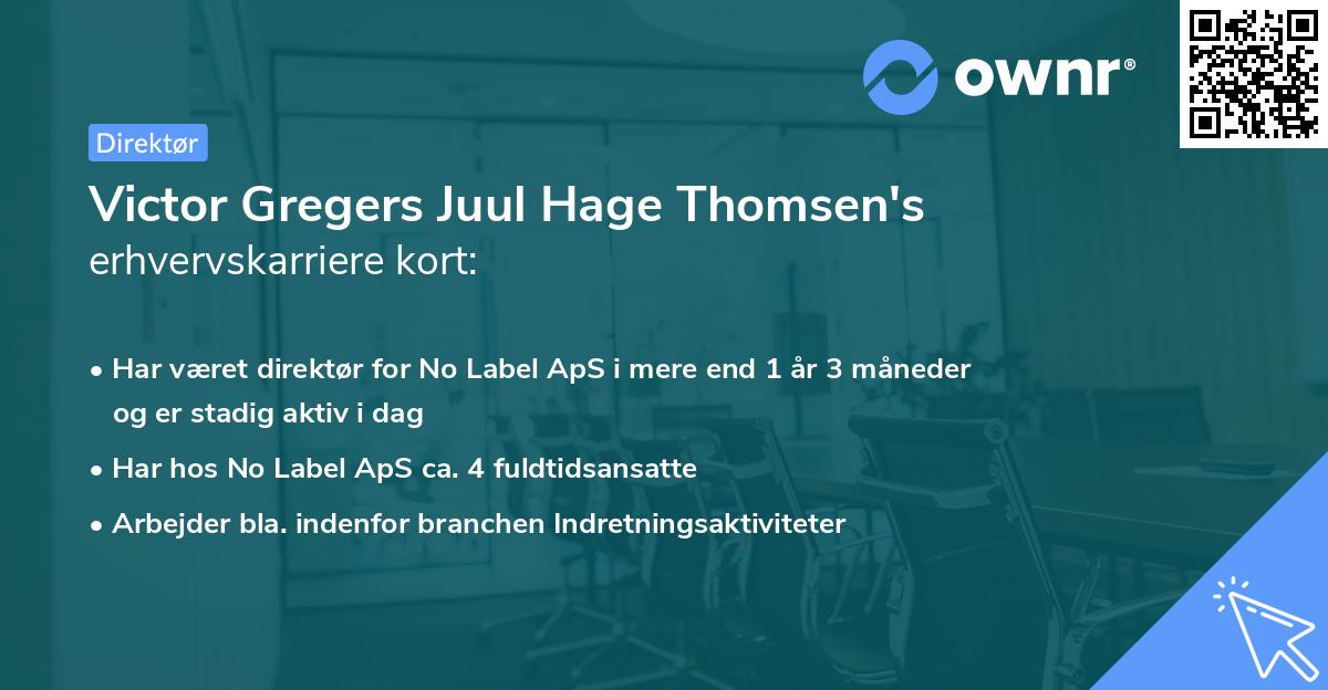 Victor Gregers Juul Hage Thomsen's erhvervskarriere kort