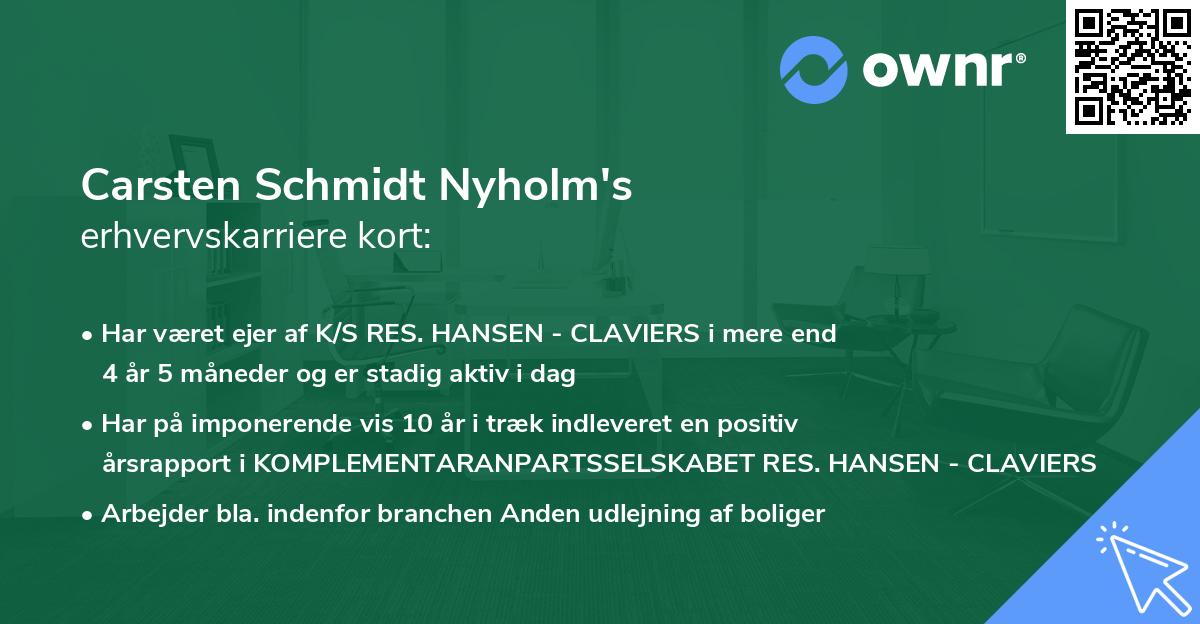 Carsten Schmidt Nyholm's erhvervskarriere kort