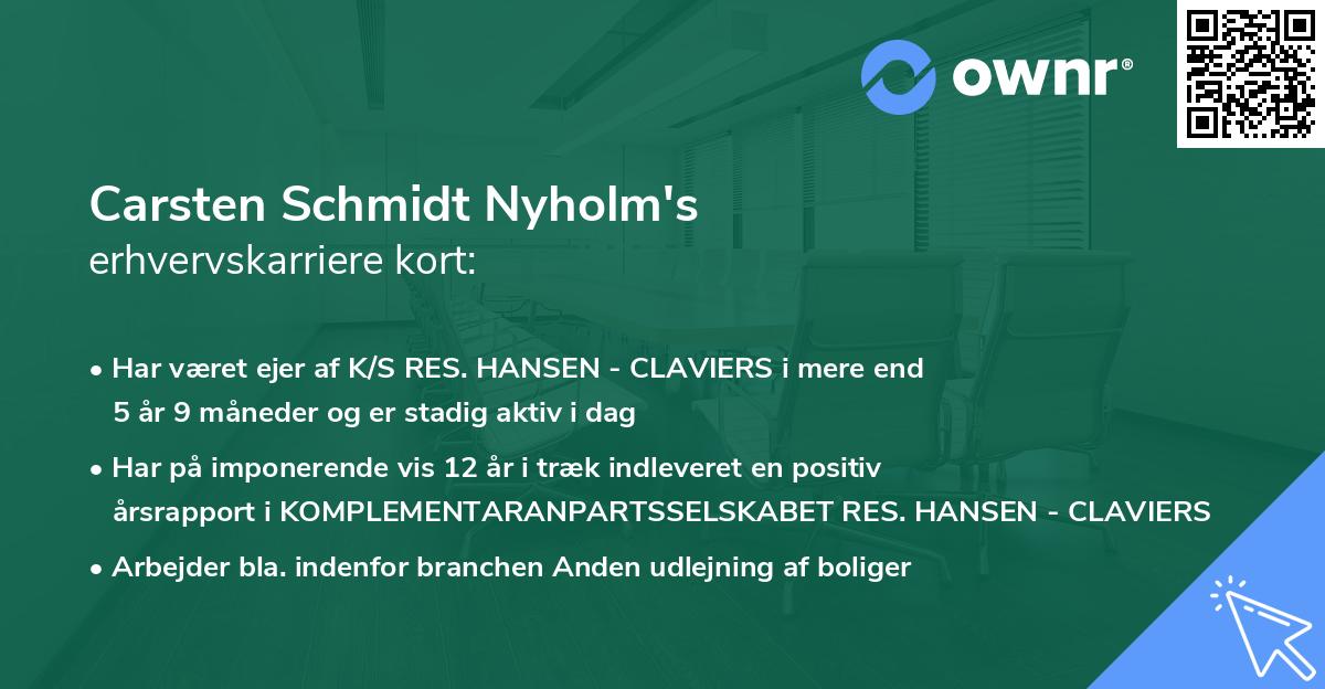 Carsten Schmidt Nyholm's erhvervskarriere kort