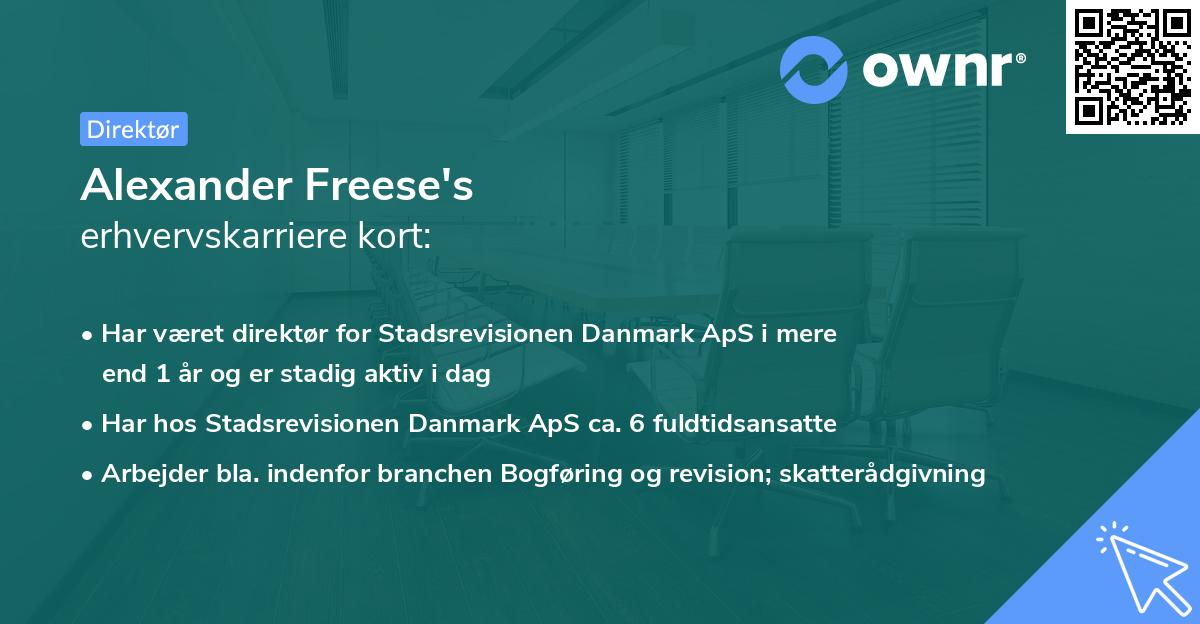 Alexander Freese's erhvervskarriere kort