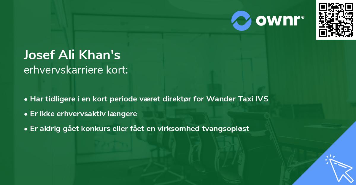Josef Ali Khan's erhvervskarriere kort