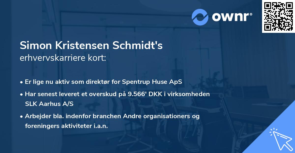 Simon Kristensen Schmidt's erhvervskarriere kort