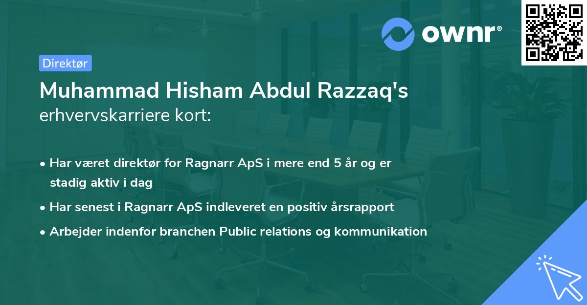 Muhammad Hisham Abdul Razzaq's erhvervskarriere kort